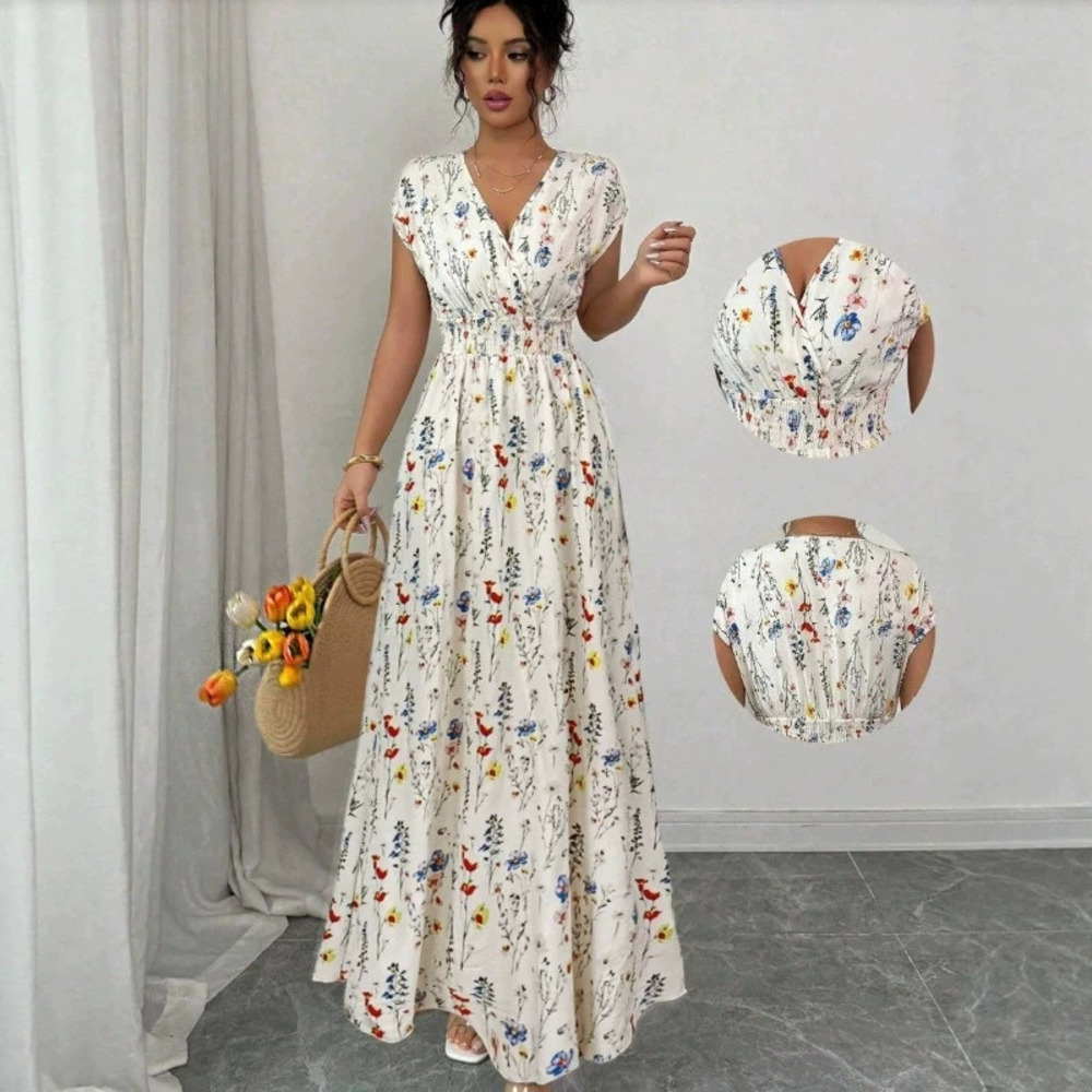 Forever 21 Printed Long Summer Casual High-Waist Dress